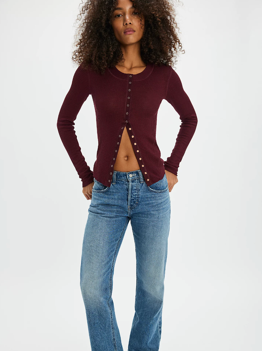 Free People Going Places Long-Sleeve Waffle Cardigan