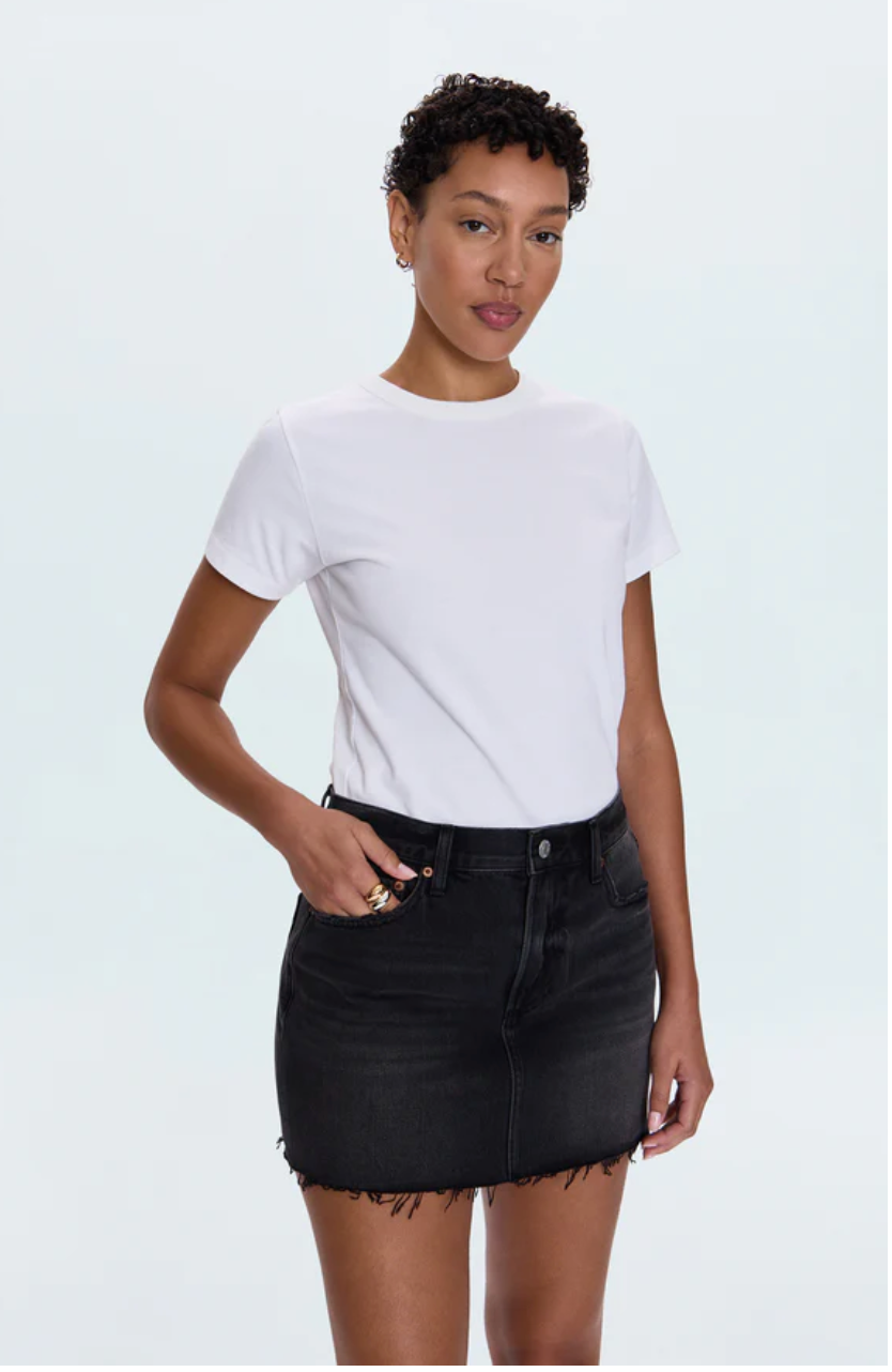 Pistola Daisy Low Rise Denim Skirt in Black