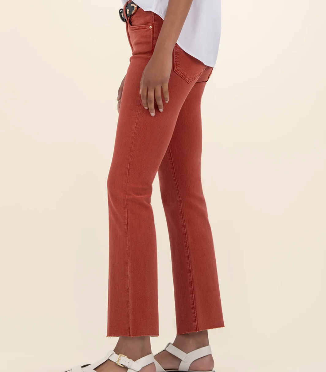 Kelsey High Rise Ankle Flare Denim in Paprika