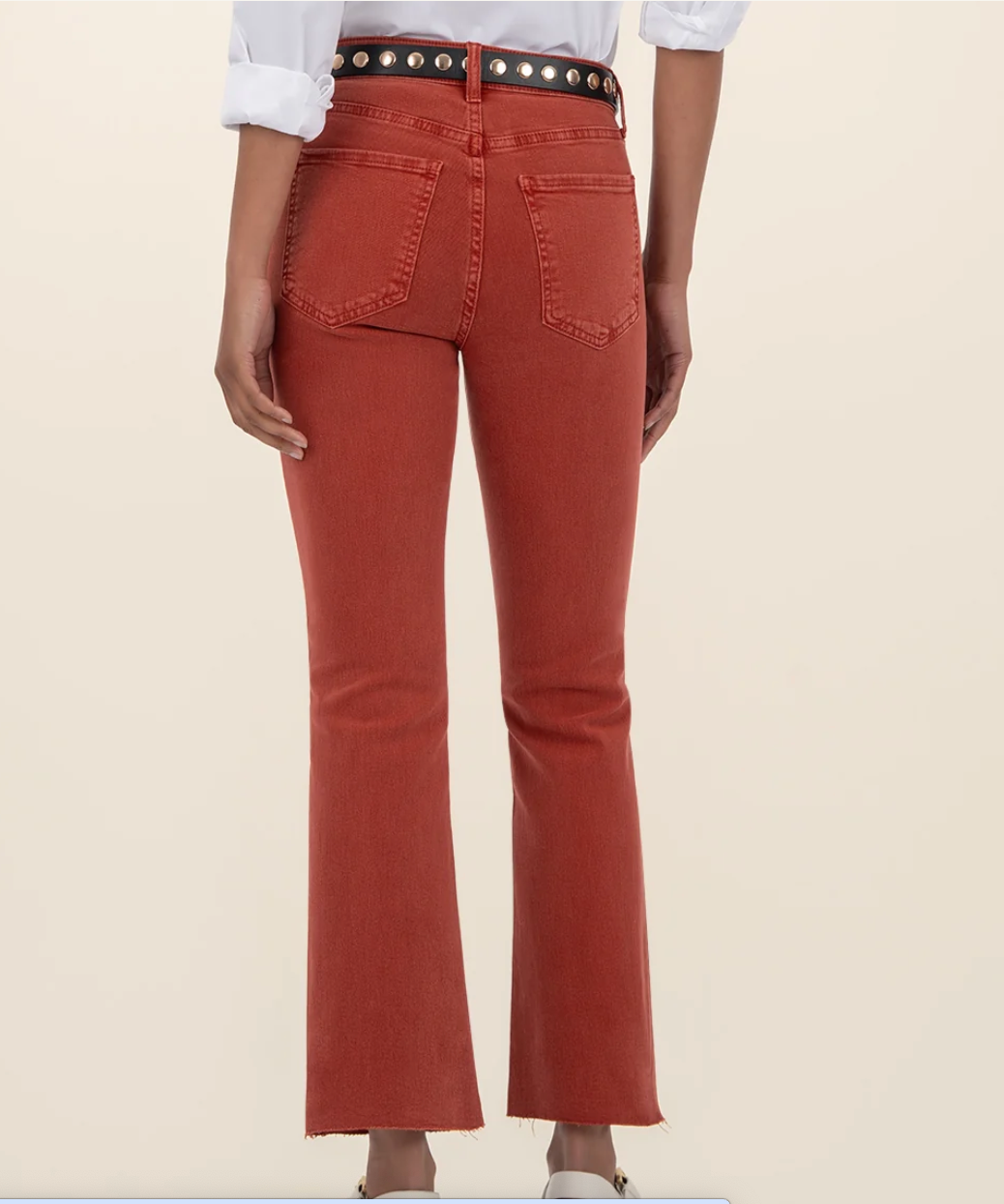 Kelsey High Rise Ankle Flare Denim in Paprika