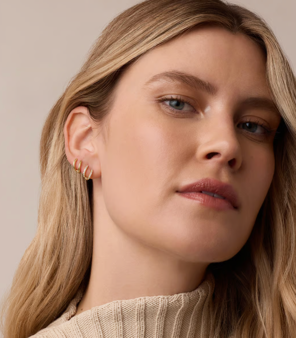 gorjana Shimmer Gold Double Huggie Earrings