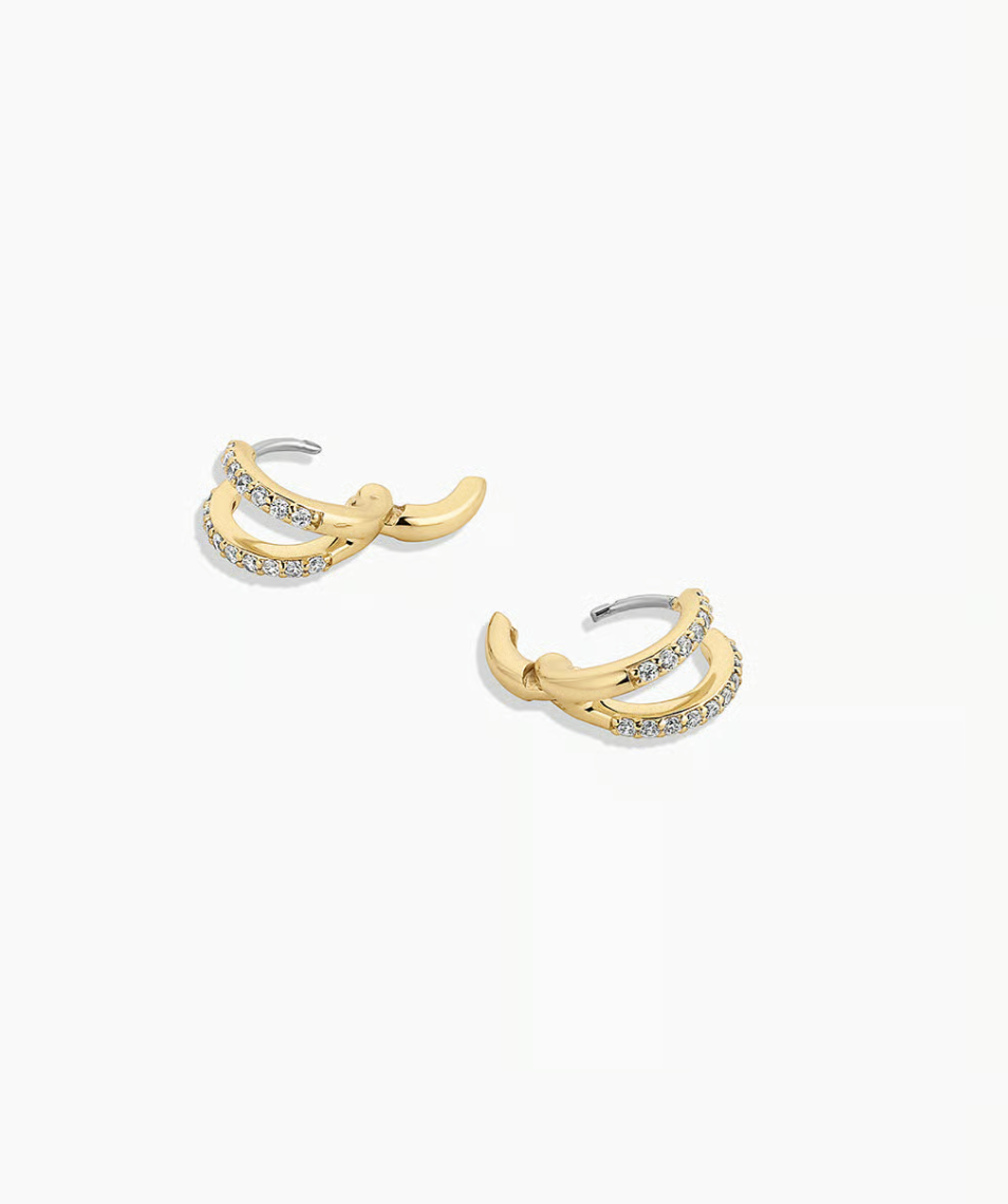 gorjana Shimmer Gold Double Huggie Earrings