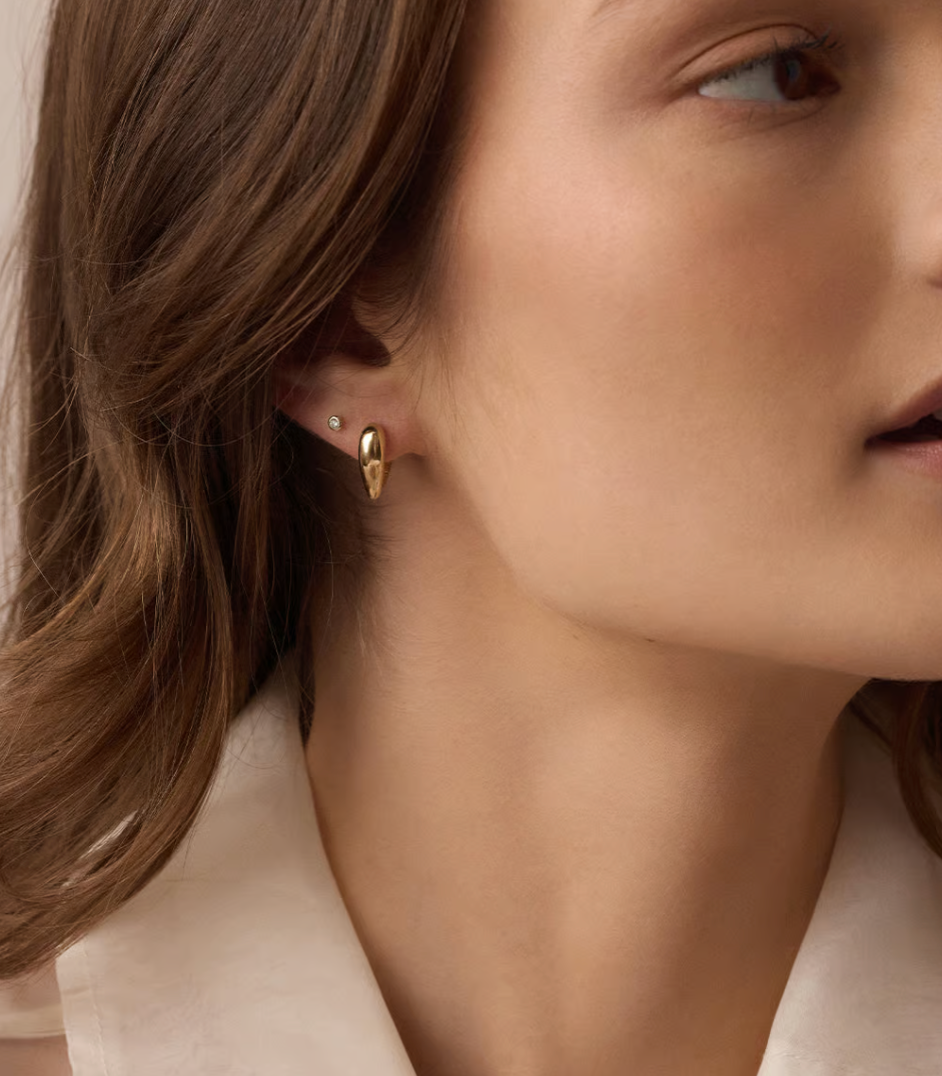 gorjana Amour Heart Gold Huggie Earrings