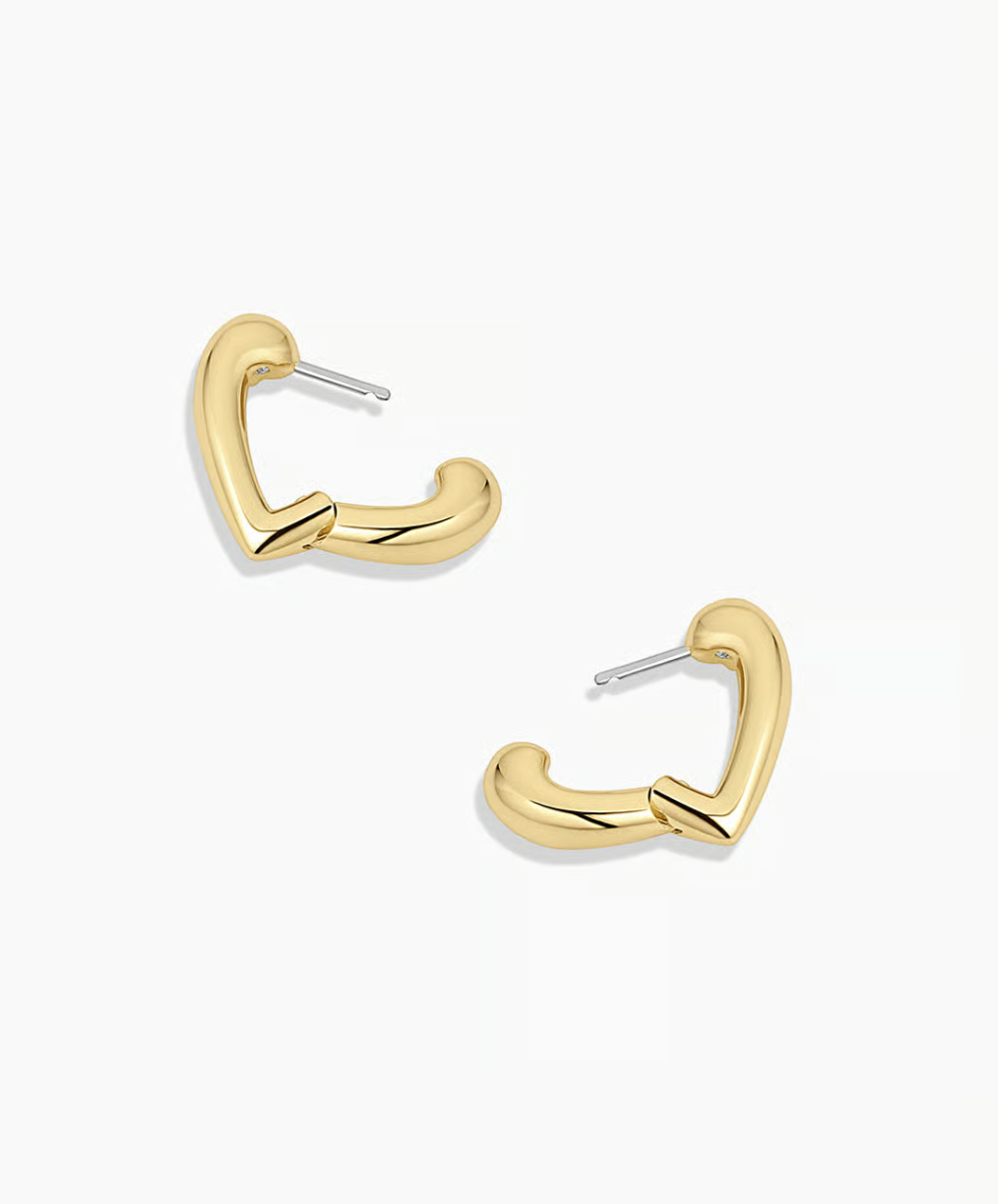 gorjana Amour Heart Gold Huggie Earrings