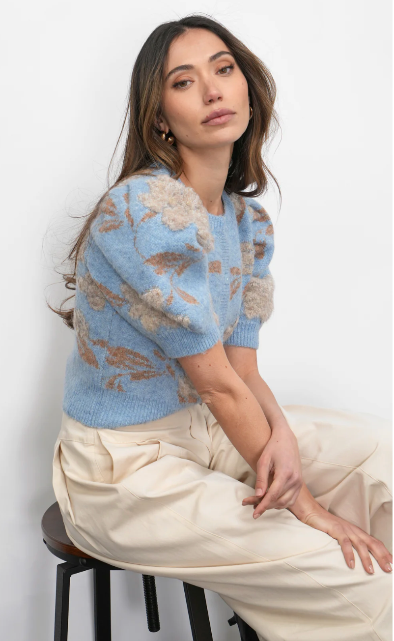 Taly Floral Puff Sleeve Sweater