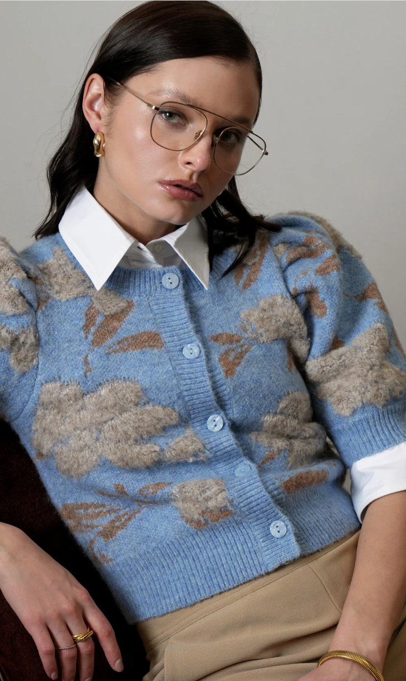 Taly Floral Puff Sleeve Sweater