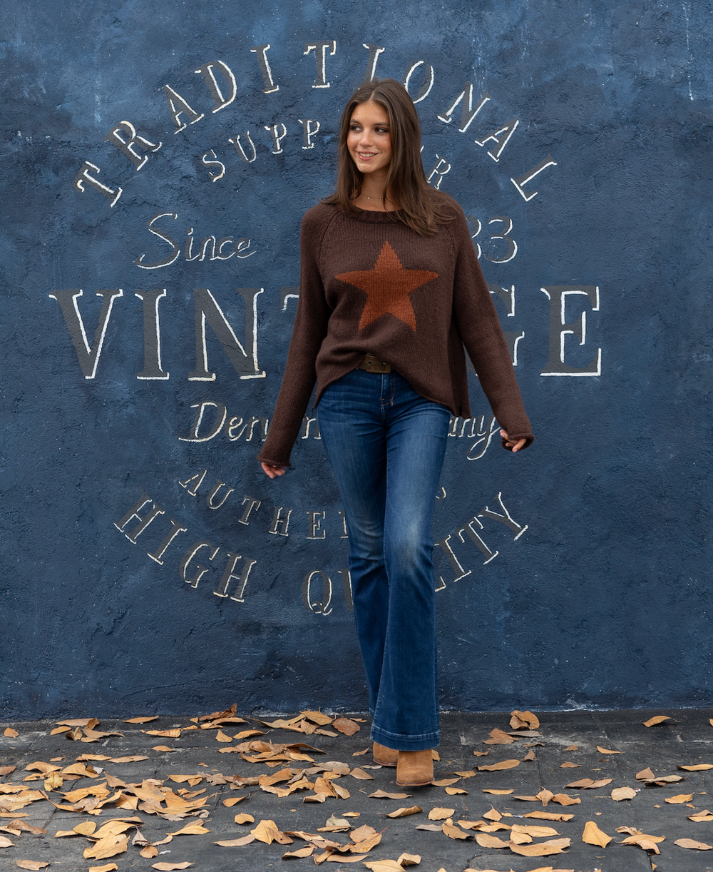 Wooden Ships Star Raglan Crew Chunky Sweater