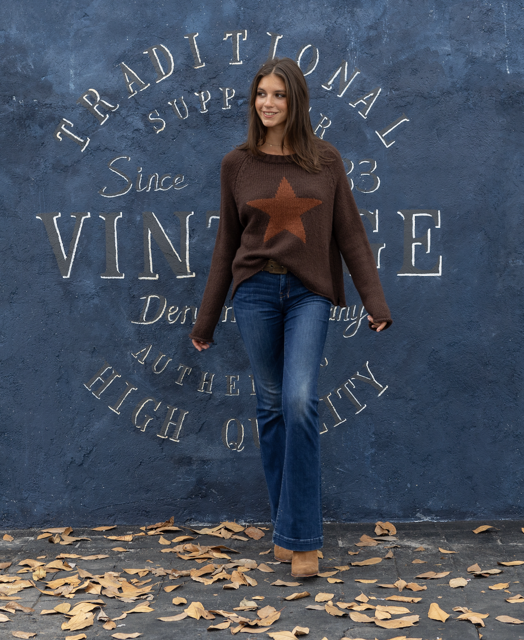 Wooden Ships Star Raglan Crew Chunky Sweater