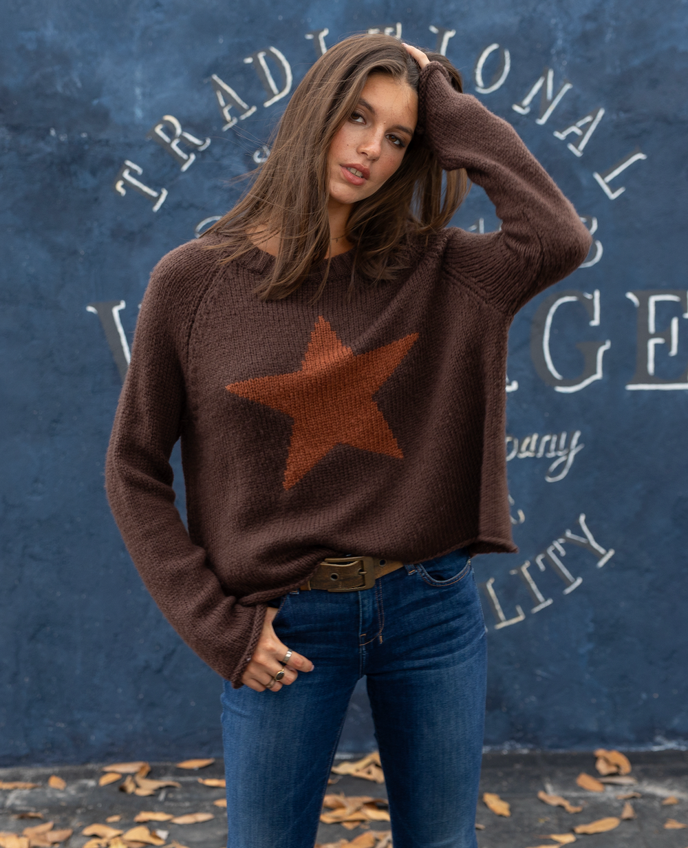 Wooden Ships Star Raglan Crew Chunky Sweater