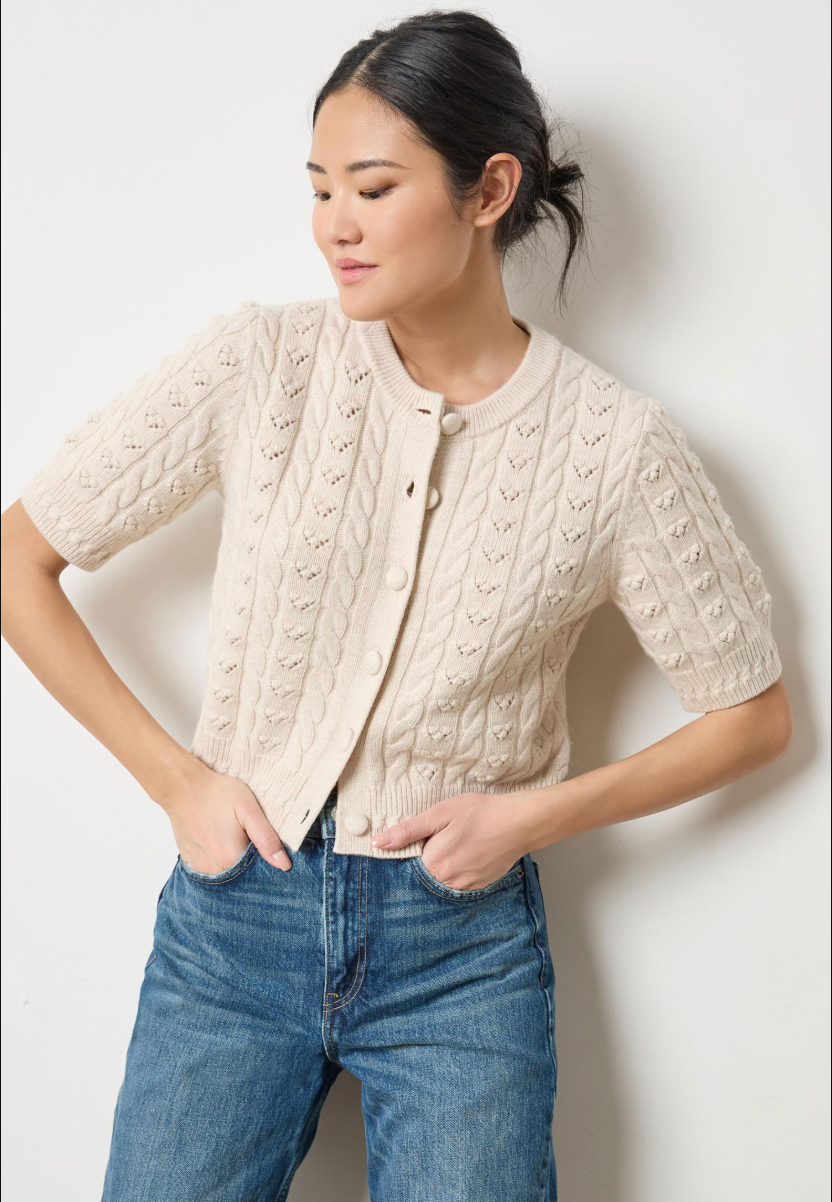 Lilla P Short Sleeve Cardigan Sweater