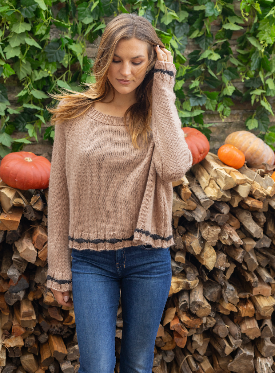 Wooden Ships Canypn Tipped Raglan Chunky Crewneck Sweater