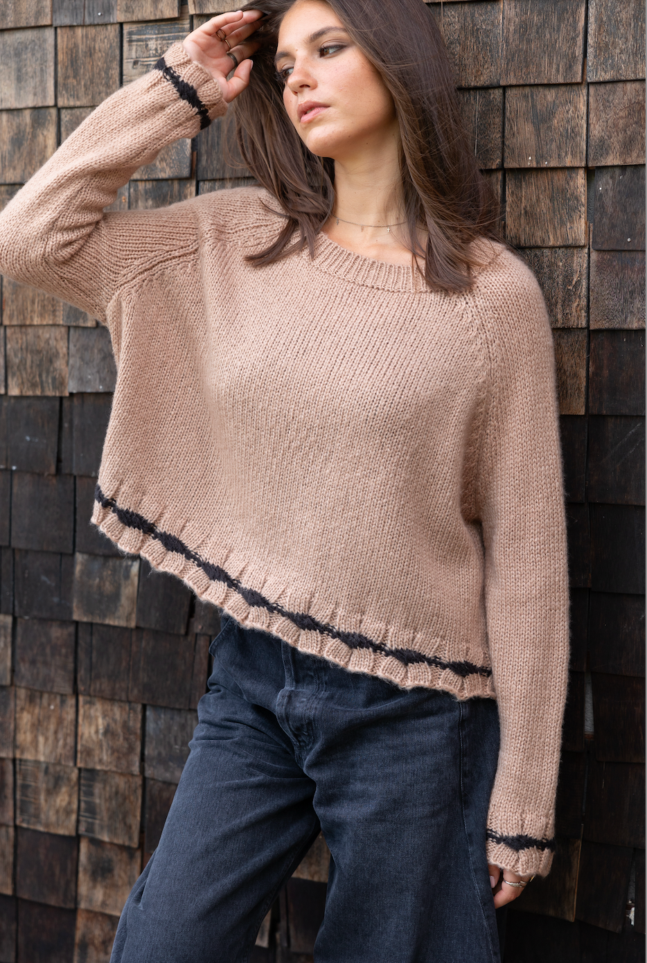 Wooden Ships Canypn Tipped Raglan Chunky Crewneck Sweater