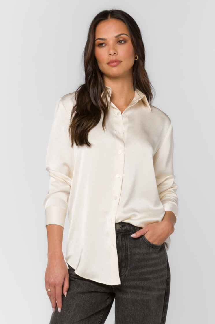 Adelynn Satin Button Down Shirt