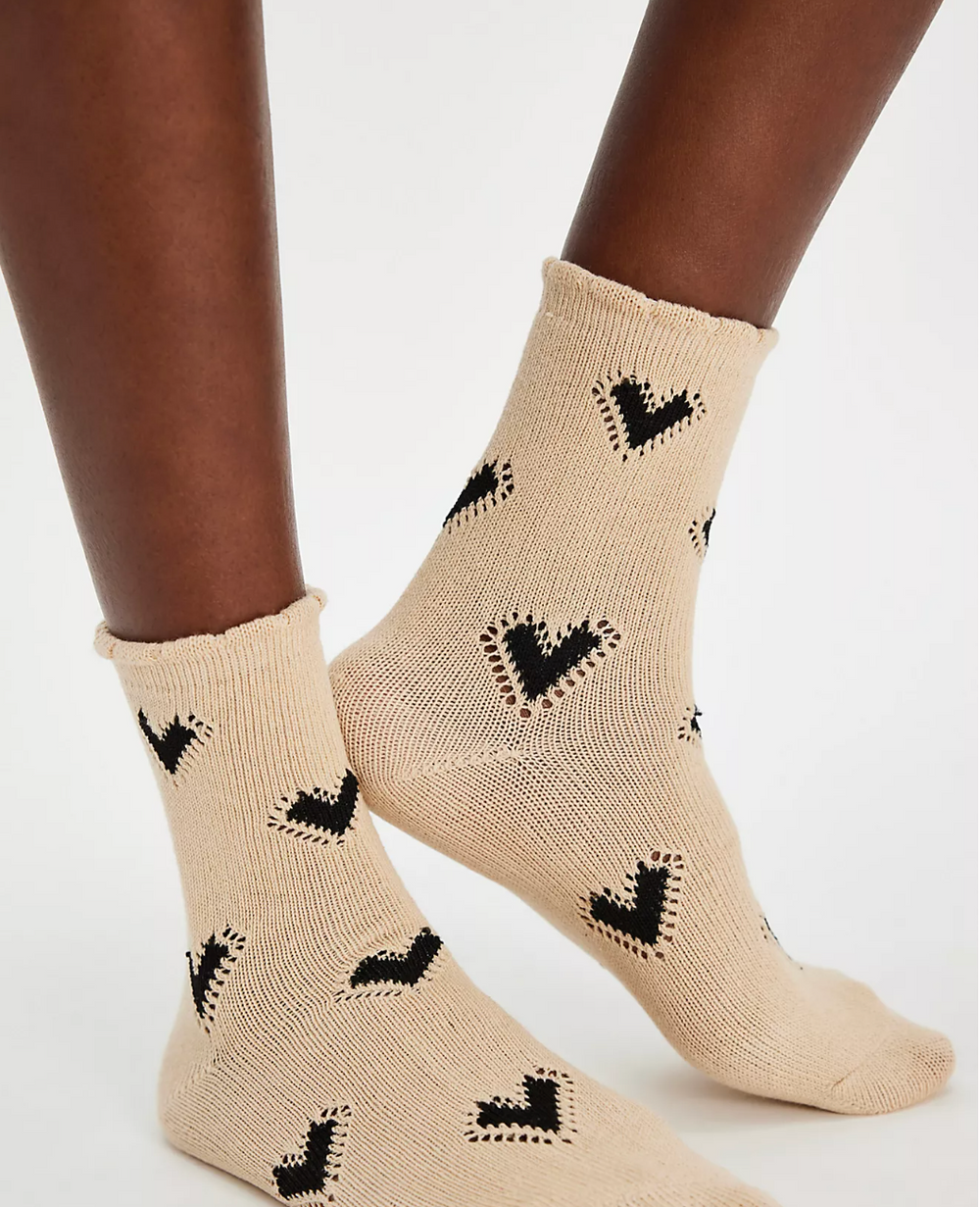 Free People Cupids Bow Heart Print Ankle Socks