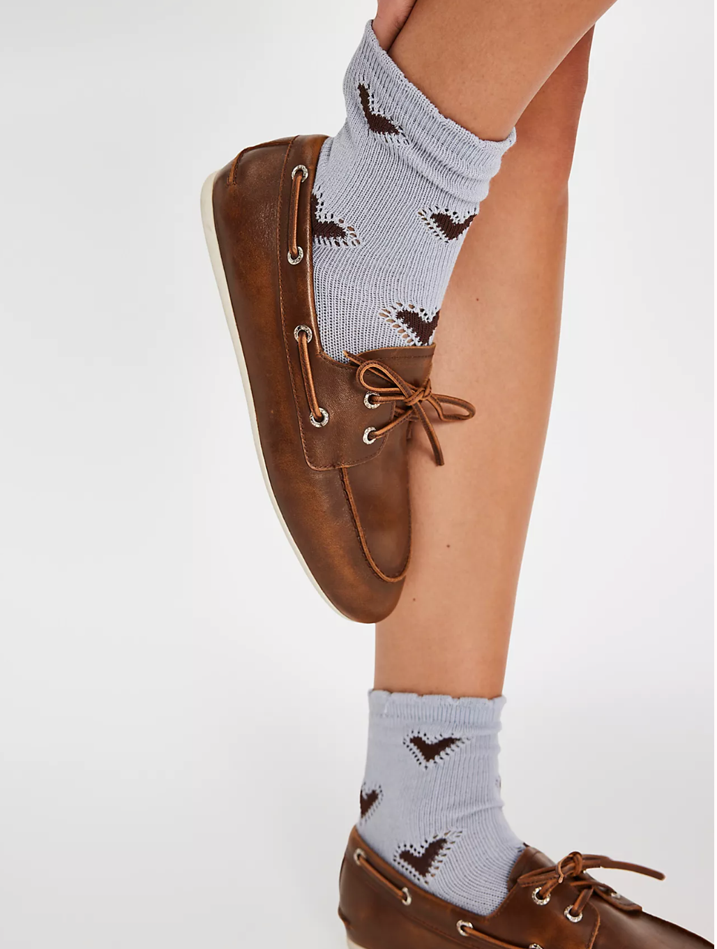 Free People Cupids Bow Heart Print Ankle Socks
