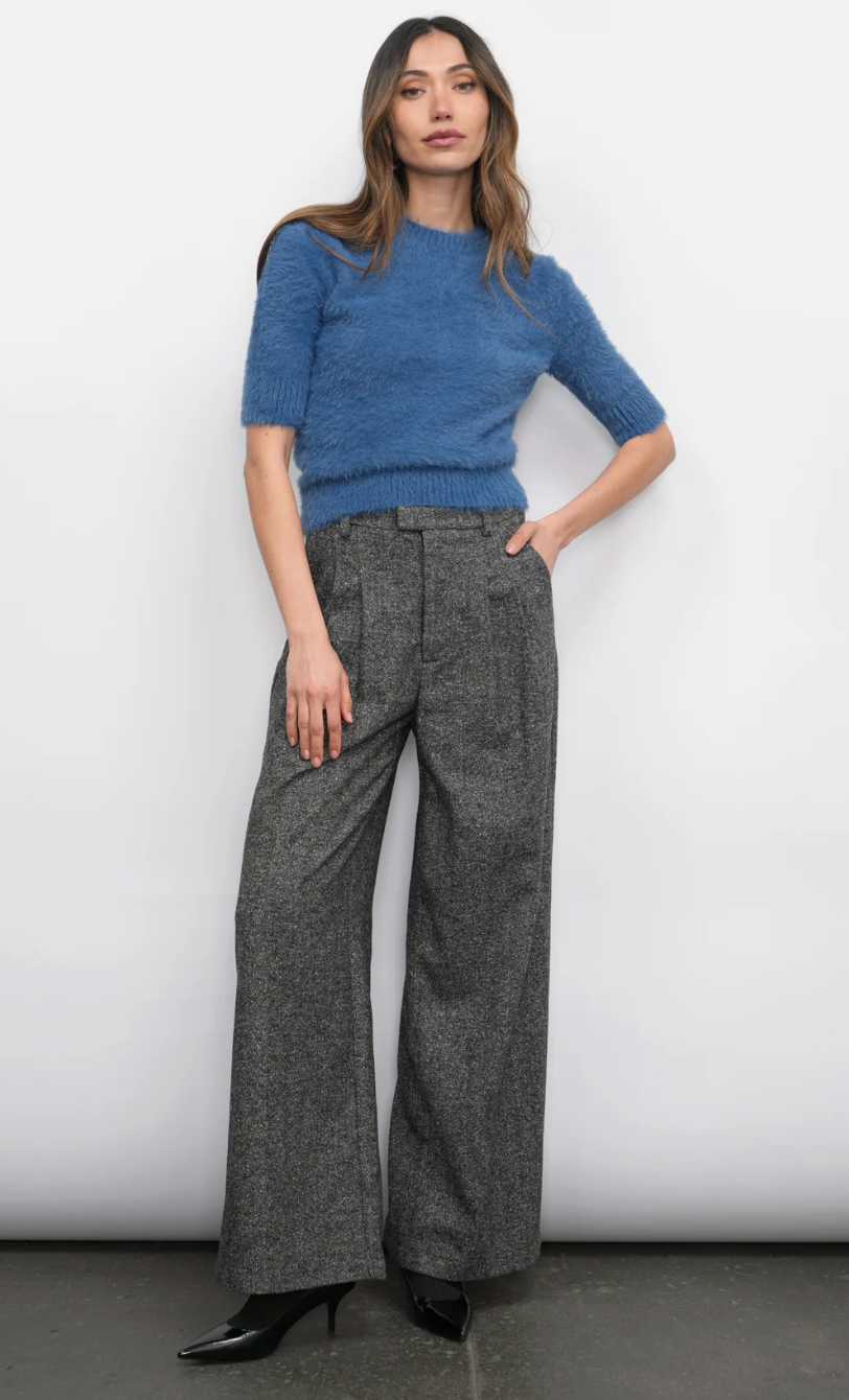 Greylin Adele High Waist Herringbone Wide Leg Trouser Pants