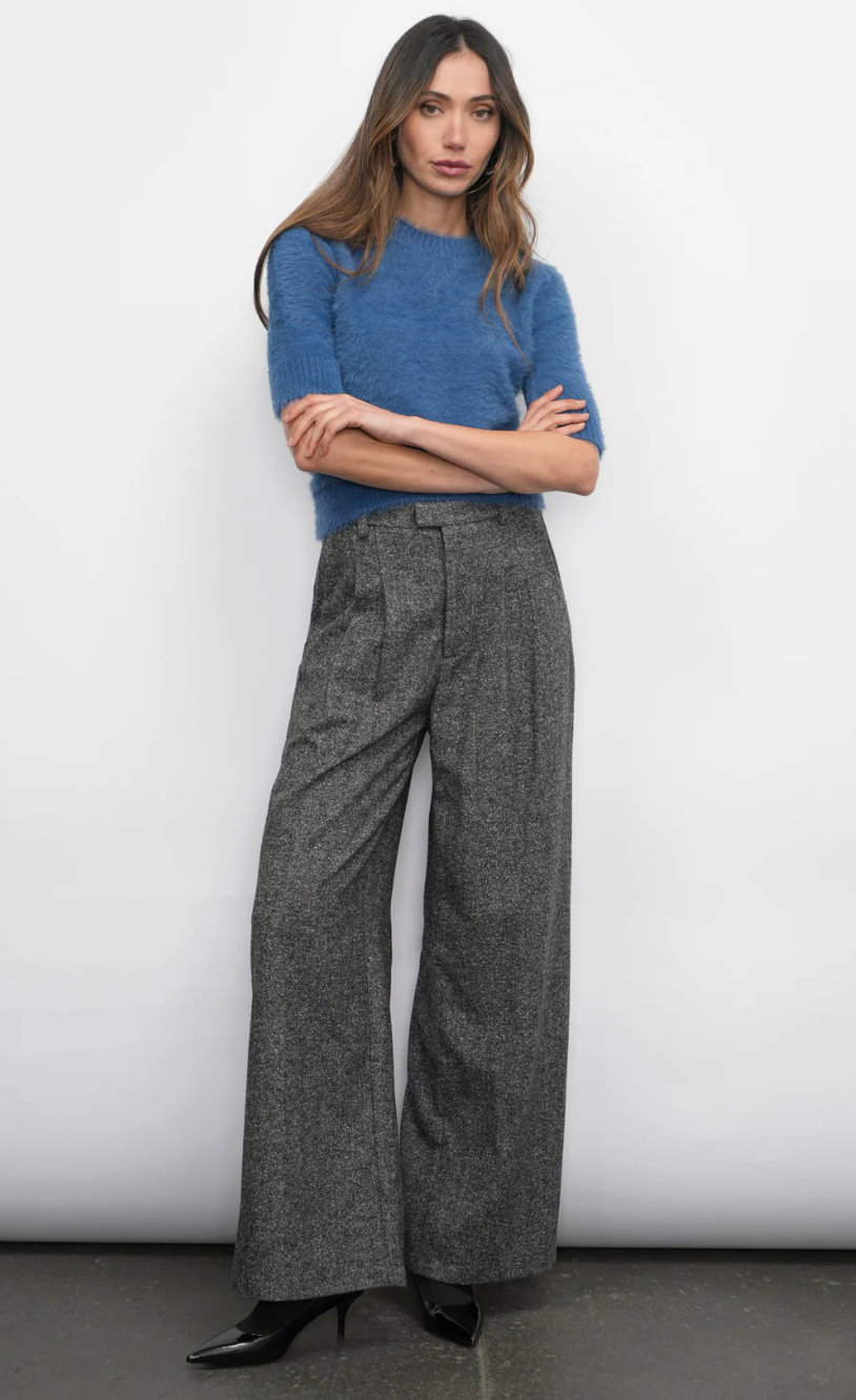 Greylin Adele High Waist Herringbone Wide Leg Trouser Pants