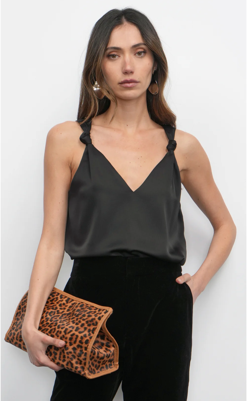 Greylin Kassi Black Shoulder Knot Satin Cami