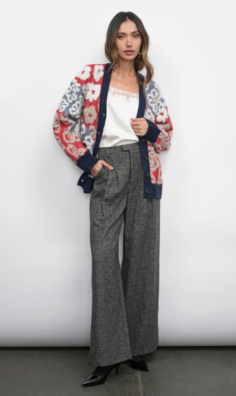 Mina Mix Motif Oversized Floral Cardigan Sweater
