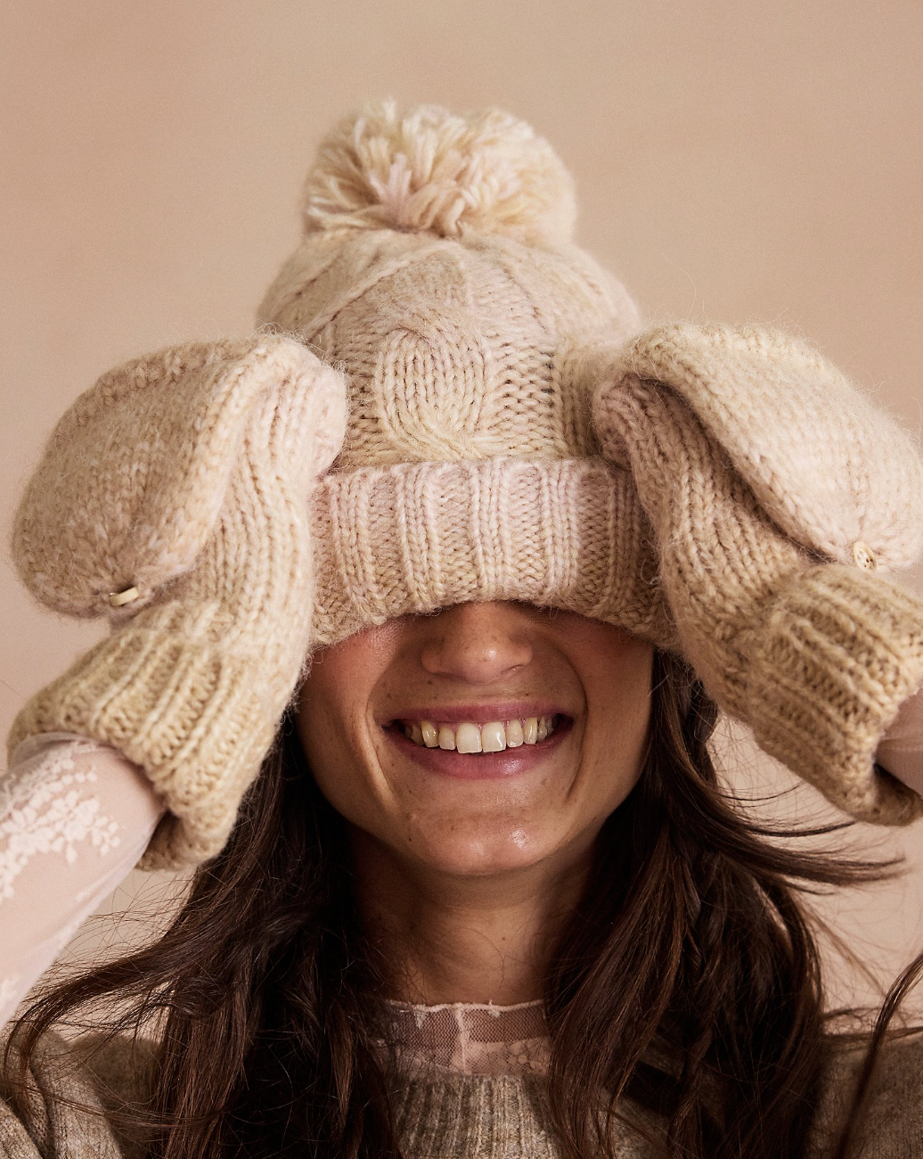 Free People Rainbow Run Hat & Mitten Set