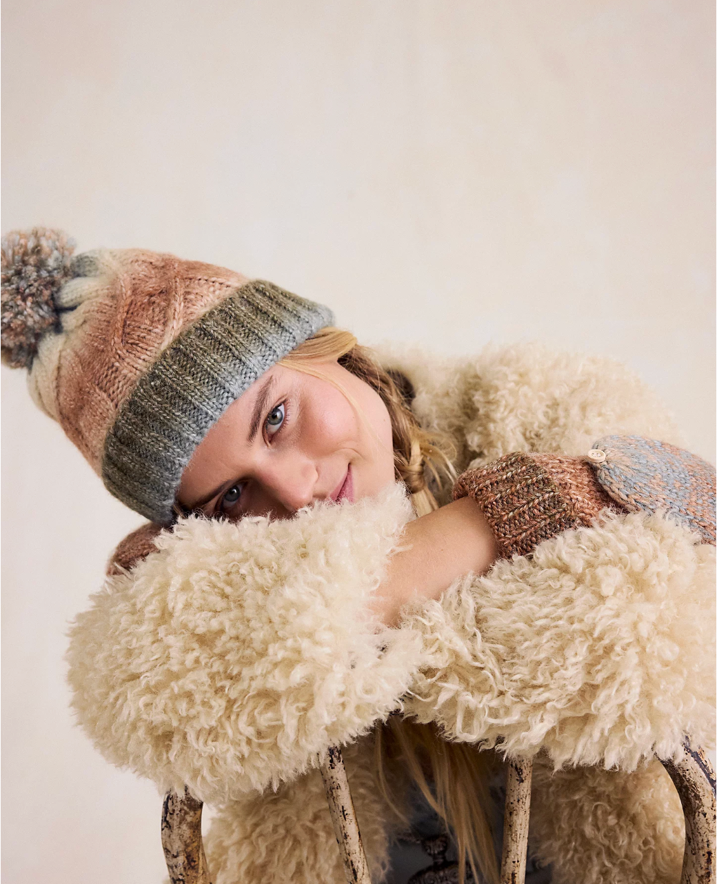 Free People Rainbow Run Hat & Mitten Set