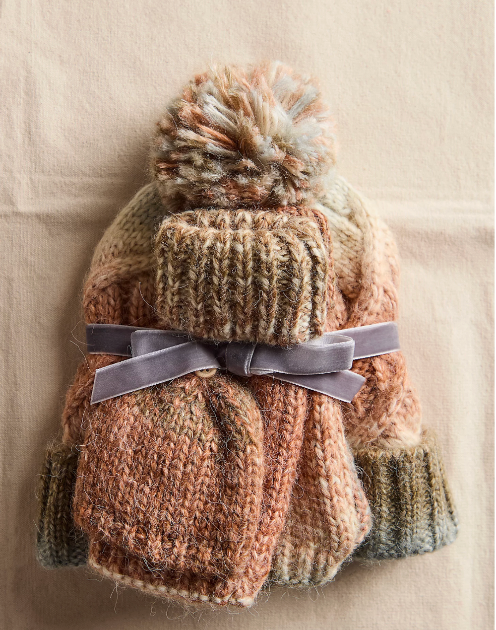 Free People Rainbow Run Hat & Mitten Set