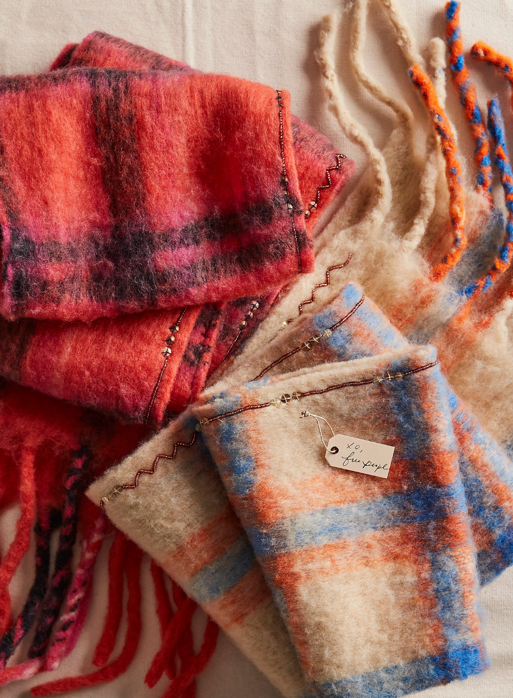 Free People Highland Plaid Skinny Winter Scarf