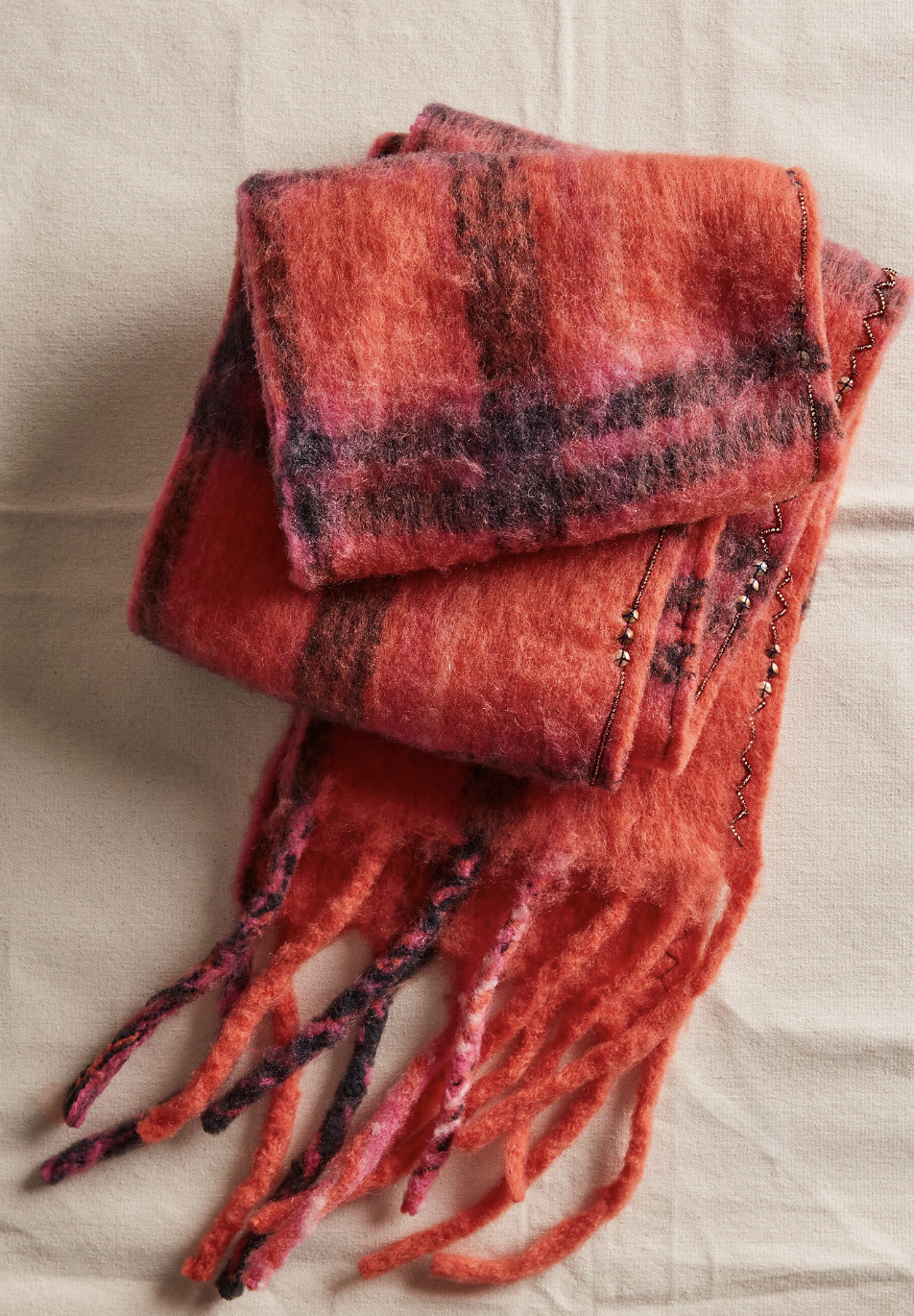 Free People Highland Plaid Skinny Winter Scarf