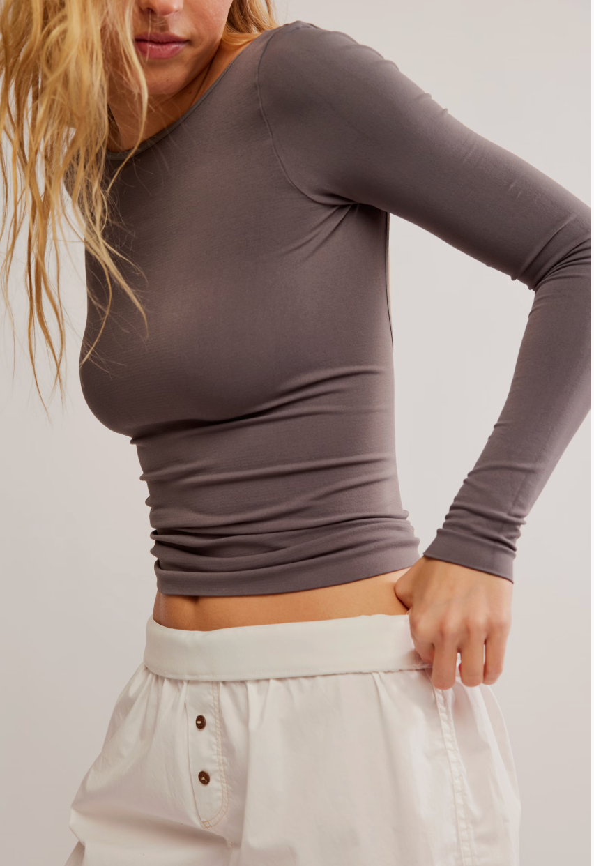 Free People Low Back Seamless long sleeve top