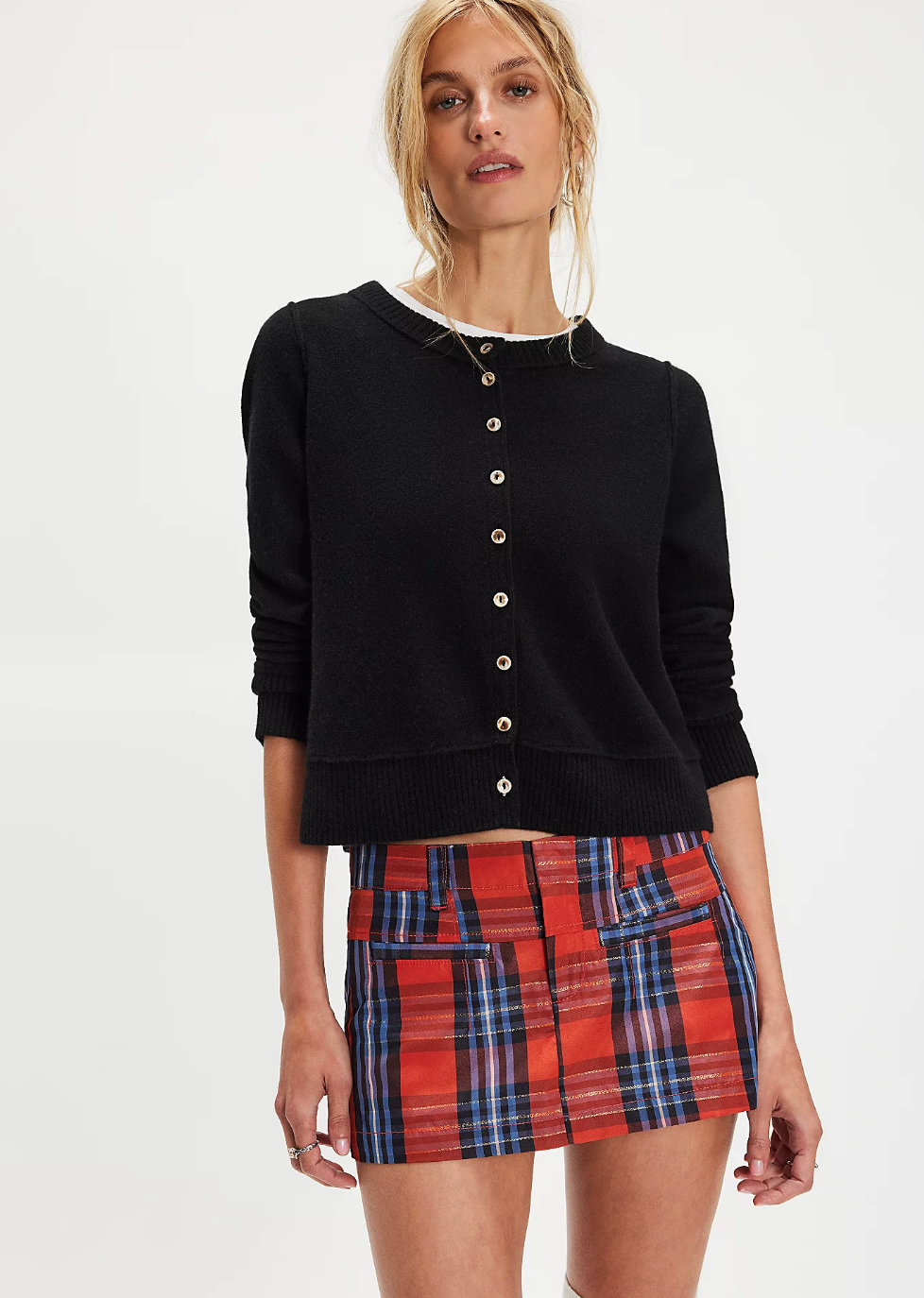 We the Free People Mille-Fleurs Micro Plaid Skirt