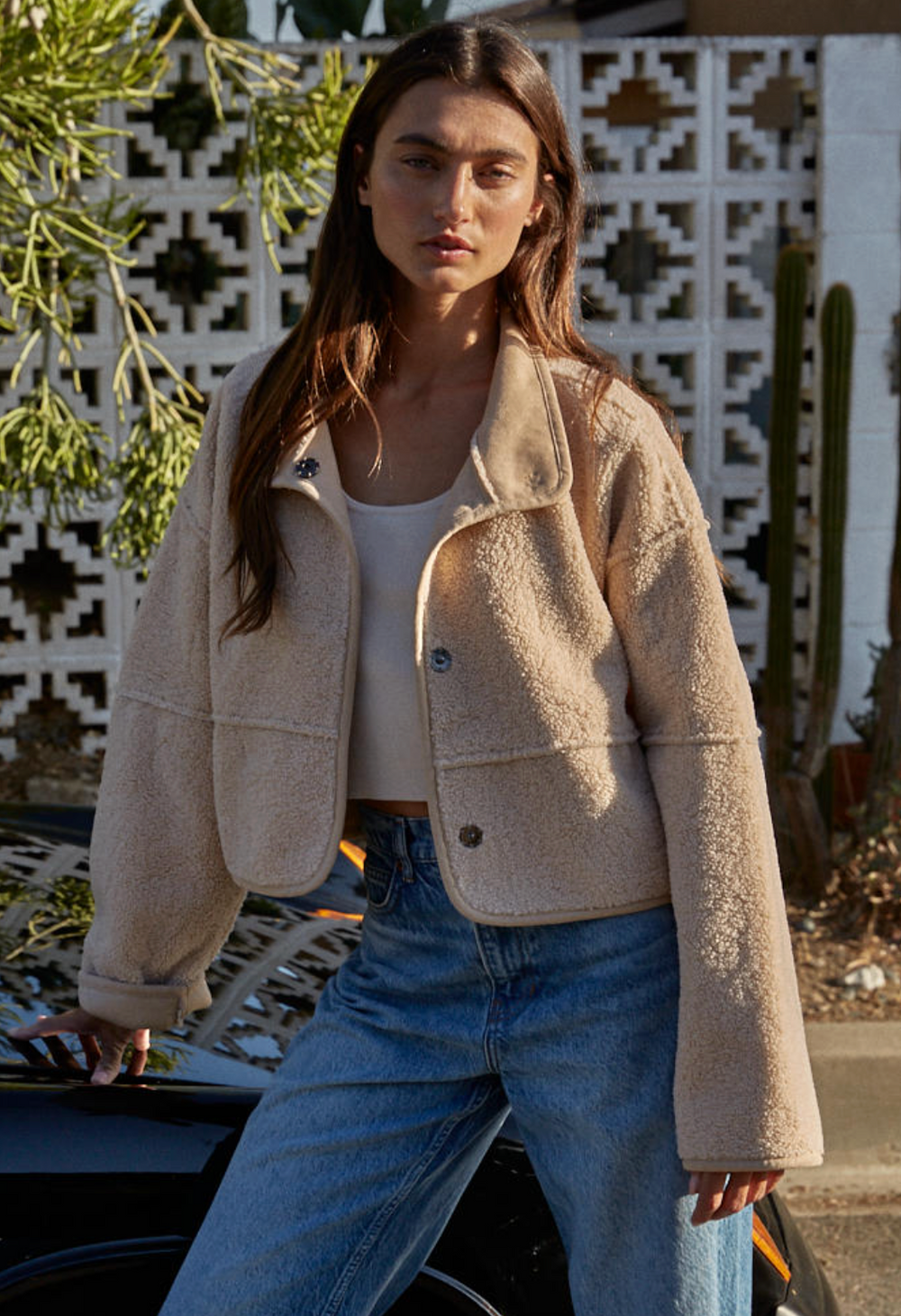 Bronco Sherpa Cropped Fleece Jacket