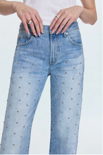 Lexi Pistola Mid Rise Bowed Studded Denim Jeans