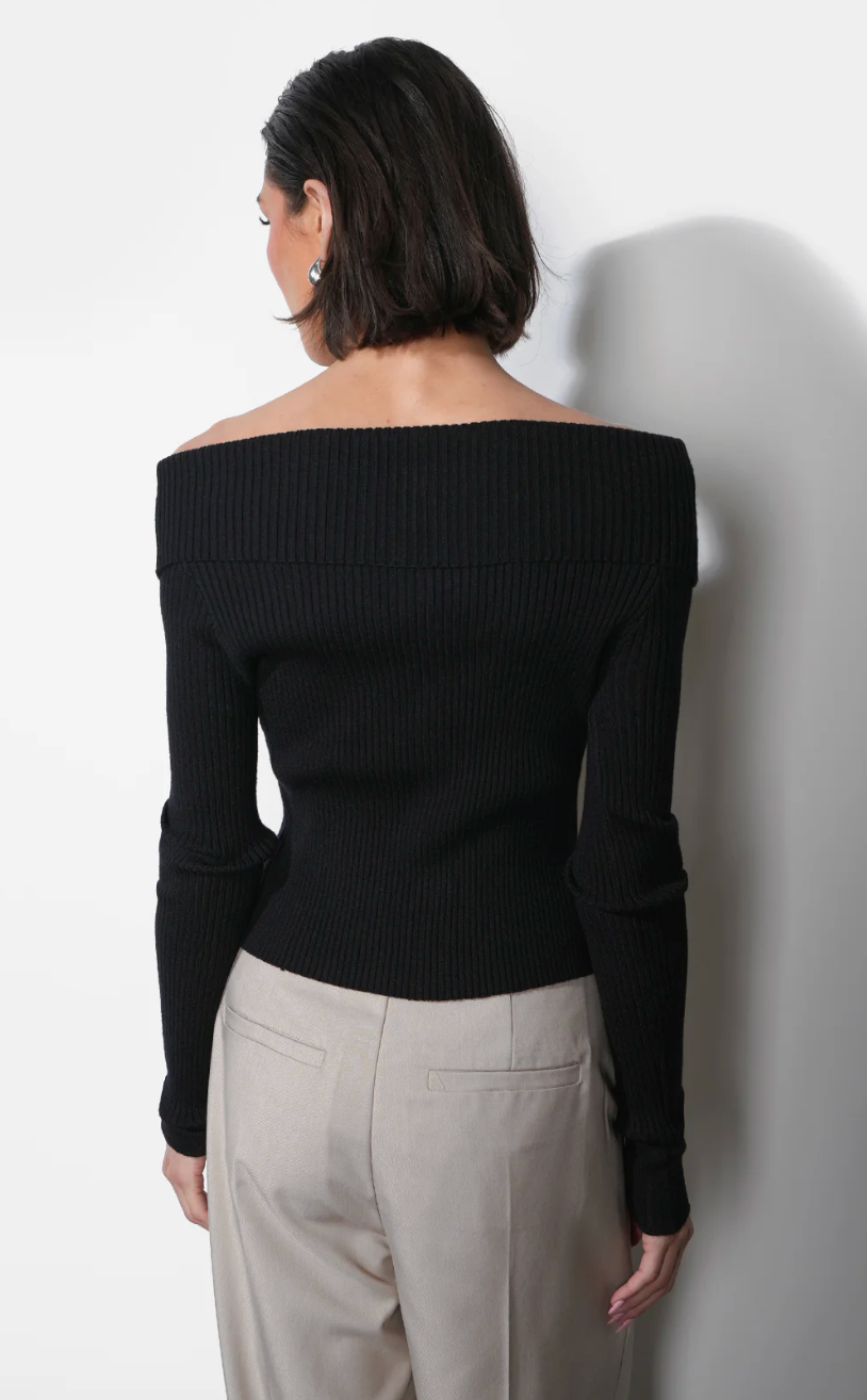 Linnea Button Down Off Shoulder Sweater Top