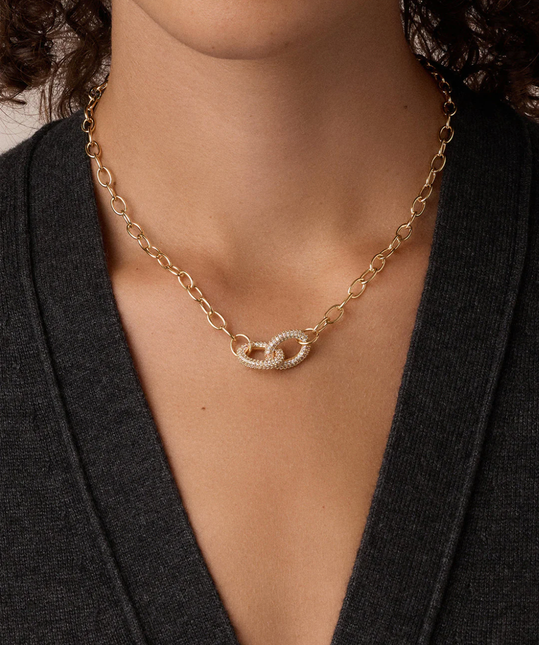 gorjana Lou Shimmer Interlocking Gold and CZ Necklace