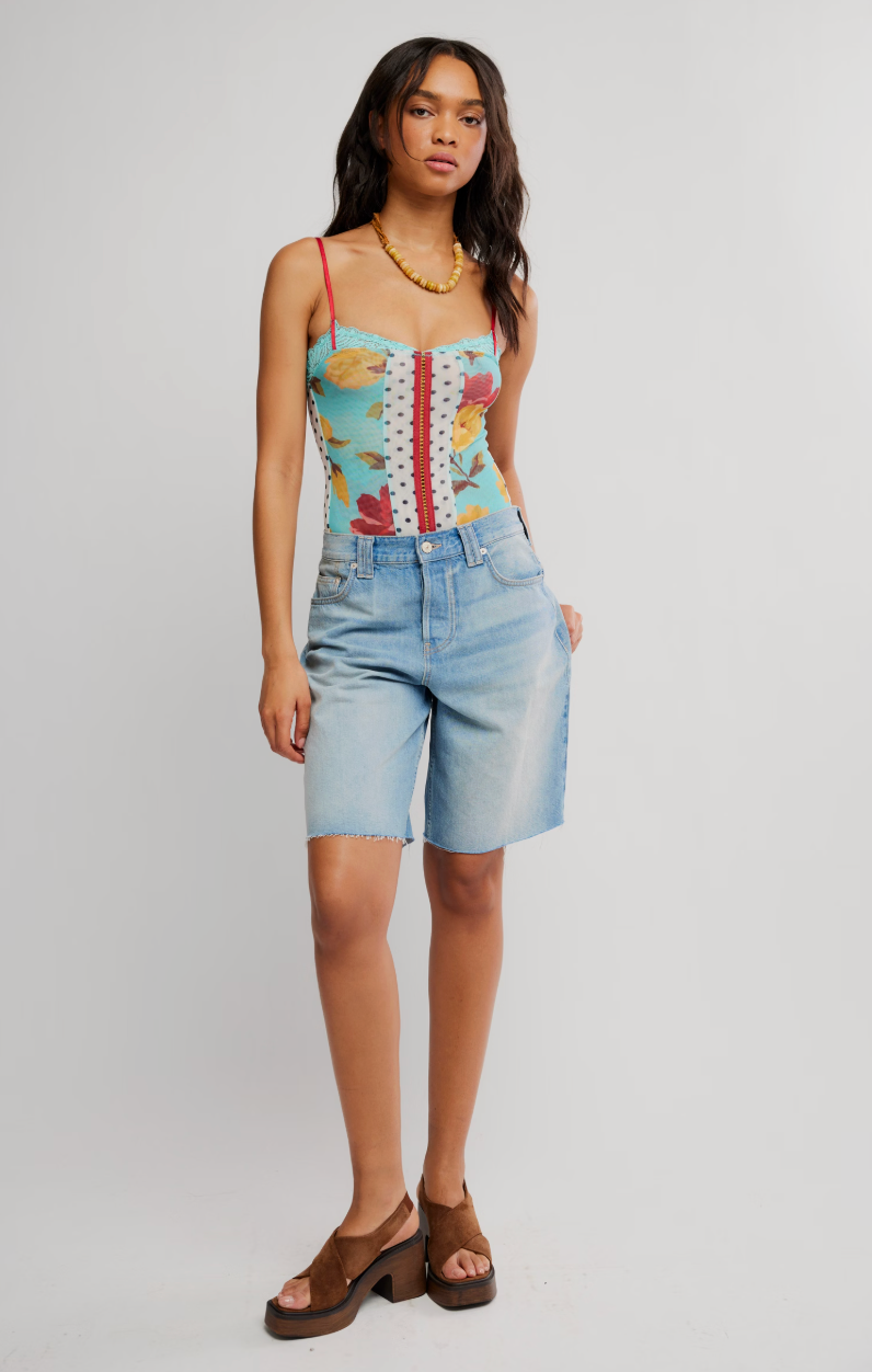 Free People Here and There Floral and Polka dot Bodysuit