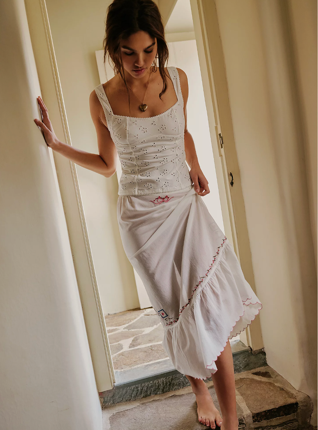 Free People Full Bloom Cotton Eyelet Cami