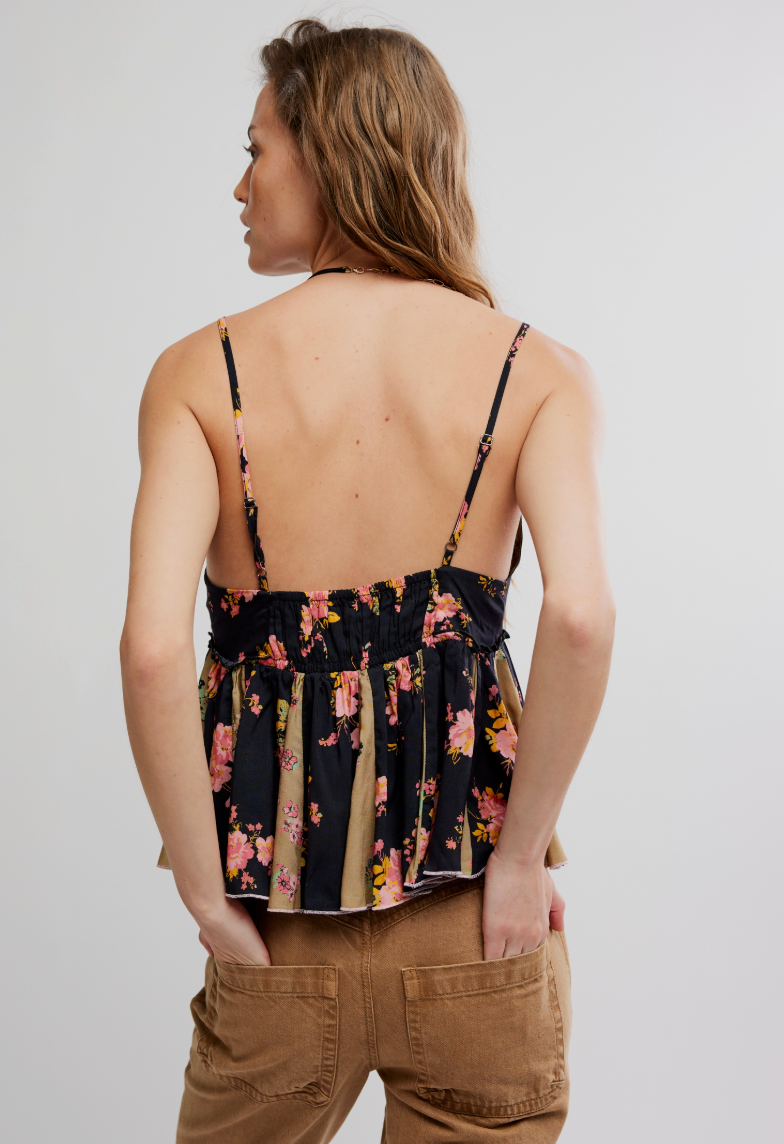 Free People Tillie Babydoll Top in Black Combo