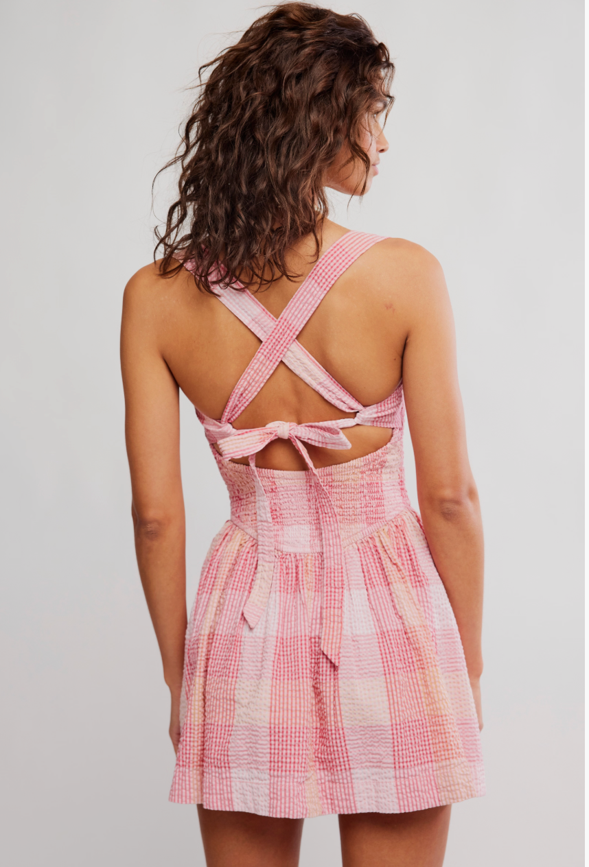 free people pink dress Free People Laurel Plaid Mini Dress in Pink
