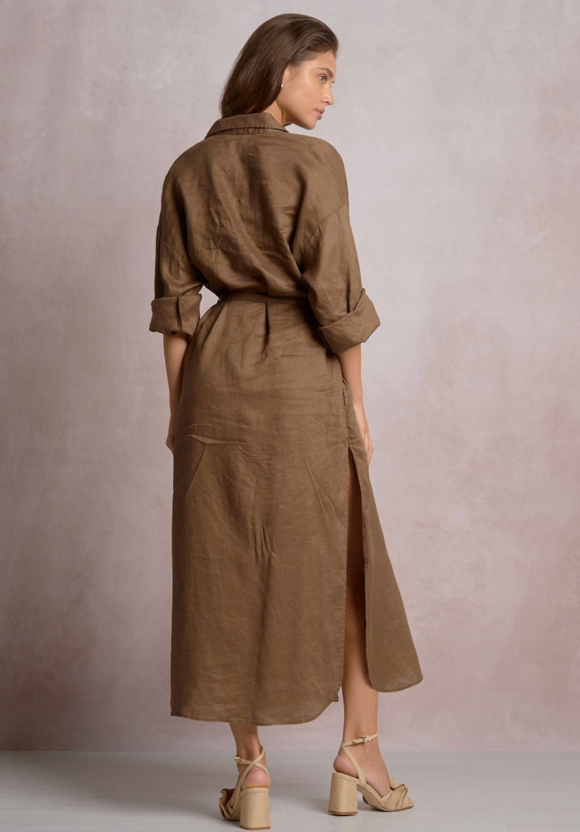 Ellen Linen Maxi Shirt Dress