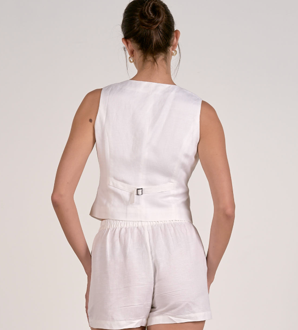 White Linen Vest
