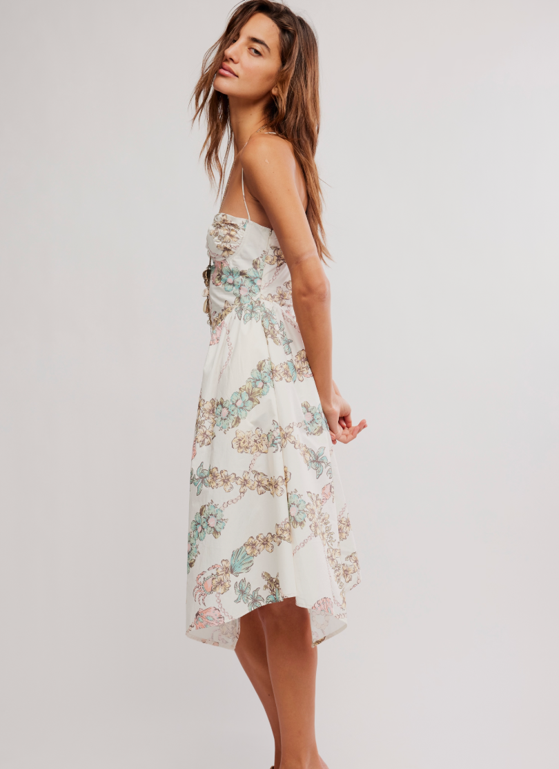 Free People Cherish Printed Midi dress in Ivory Combo