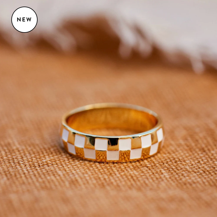 Puravida Checkerboard Band Ring