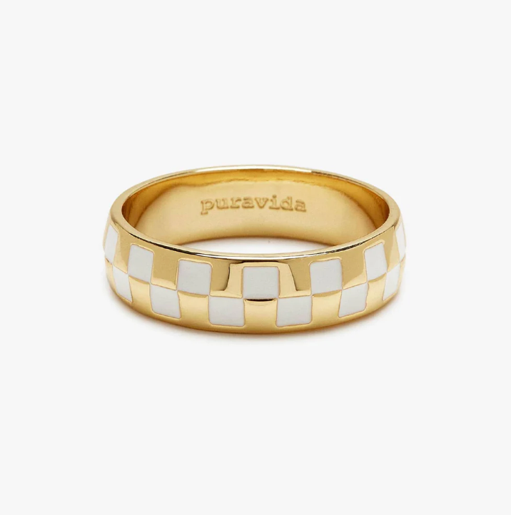 Puravida Checkerboard Band Ring