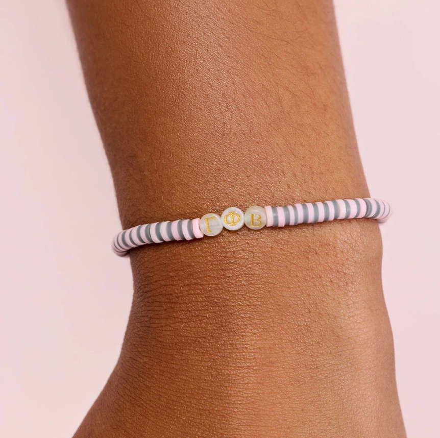 Sorority Vinyl disc Stretch Bracelets; Delta Delta Delta, Gamma Phi Beta, Kappa Kappa Gamma