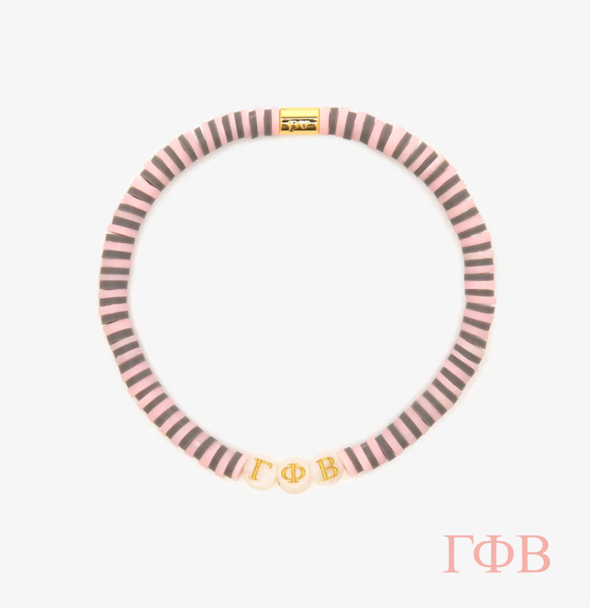 Sorority Vinyl disc Stretch Bracelets; Delta Delta Delta, Gamma Phi Beta, Kappa Kappa Gamma