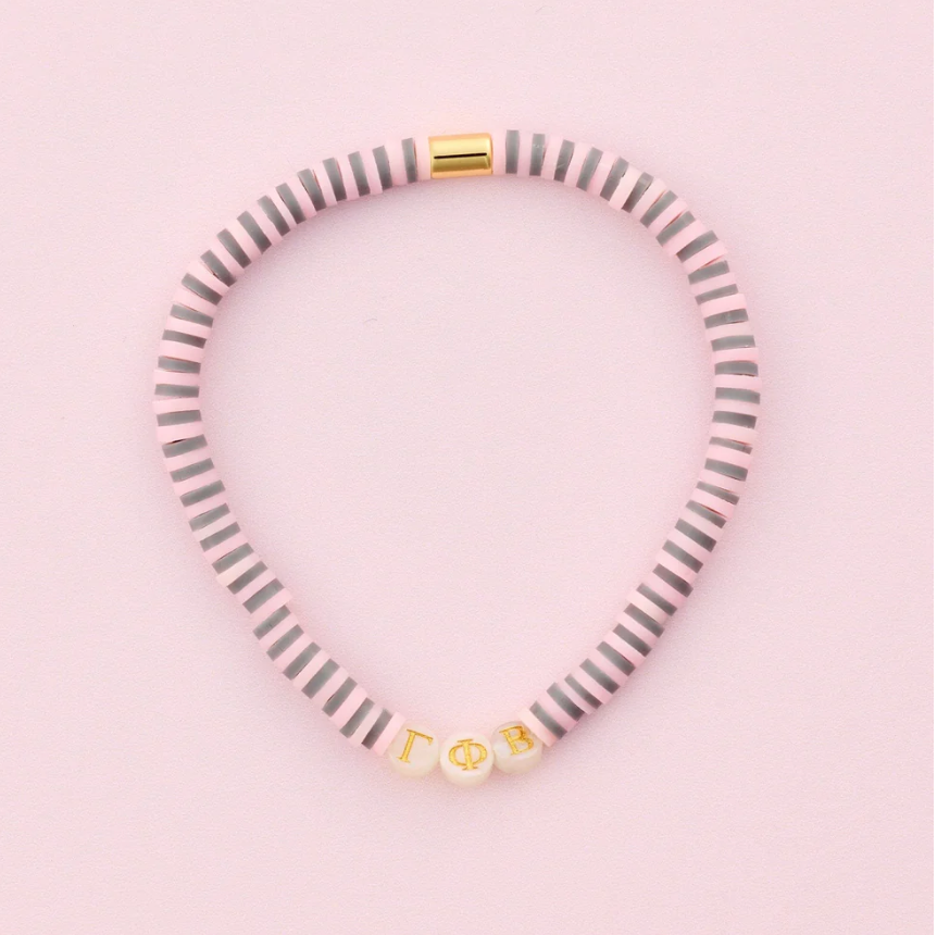 Sorority Vinyl disc Stretch Bracelets; Delta Delta Delta, Gamma Phi Beta, Kappa Kappa Gamma