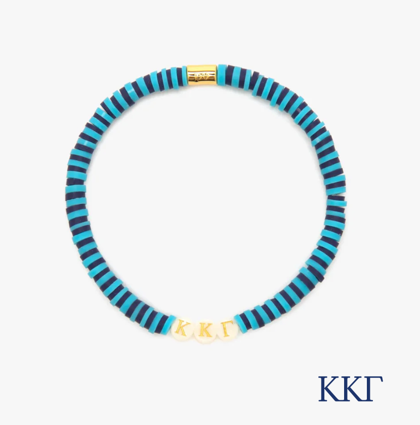 Sorority Vinyl disc Stretch Bracelets; Delta Delta Delta, Gamma Phi Beta, Kappa Kappa Gamma