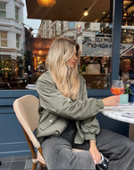 French Connection Behati Bomber Jacket in Military Green