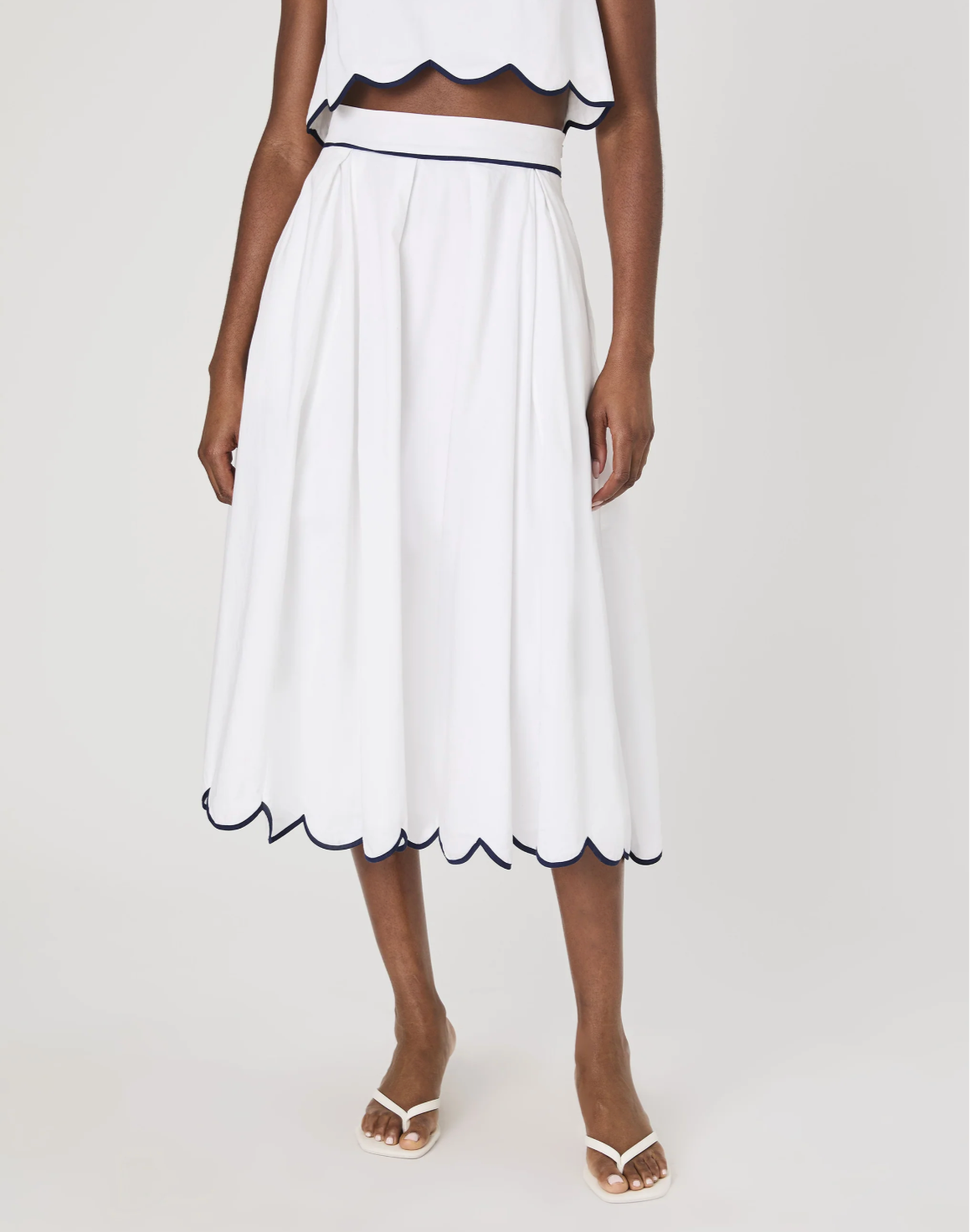 French Connection Alexis Cotton Scallop Midi Skirt