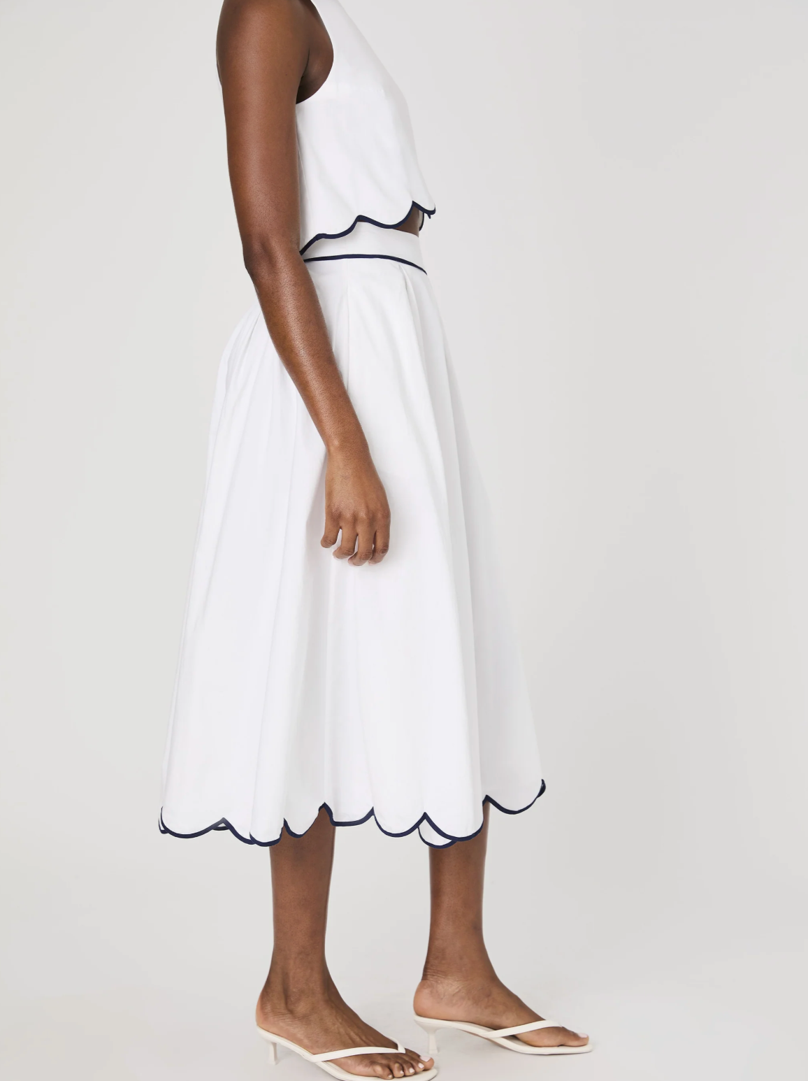 French Connection Alexis Cotton Scallop Midi Skirt